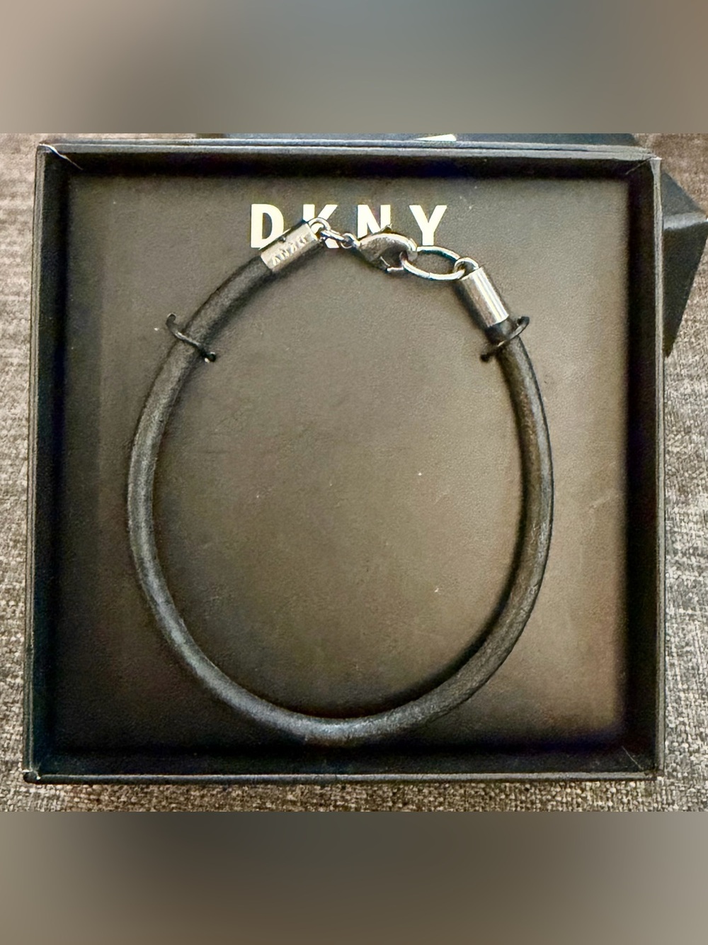 DKNY Black Leather Cord Bracelet New